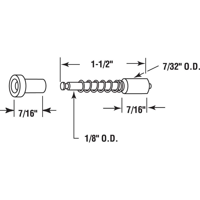 Prime-Line PL 7925 Screen Plunger Latch for 3/8 In. to 7/16 In. x 3/4 In. Frame, Diecast (6 Pack) - Image 2